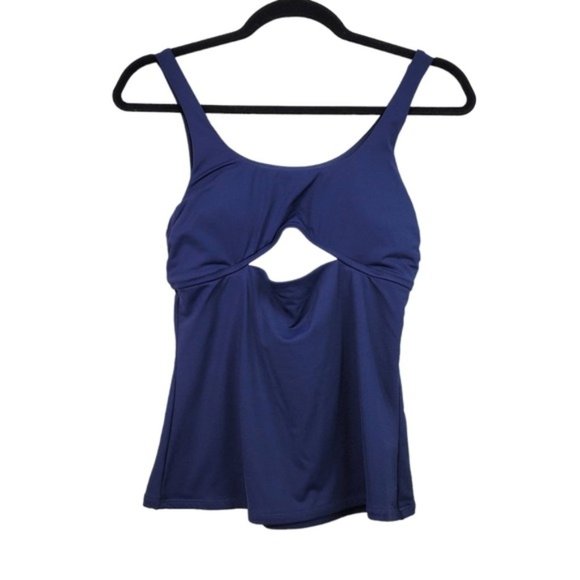 Athleta Womens Blue Mod Block Cutout Tankini Top Size S - Picture 3 of 7